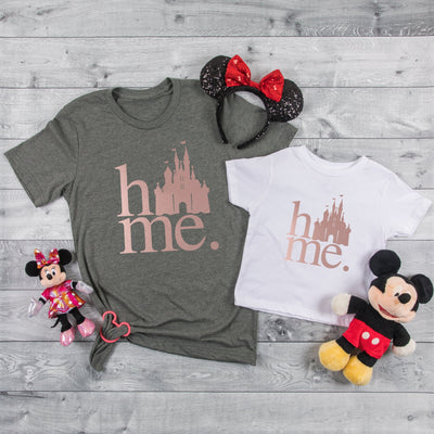 "Home" Disney Castle Tshirt with Rose Gold - We're All Ears Boutique