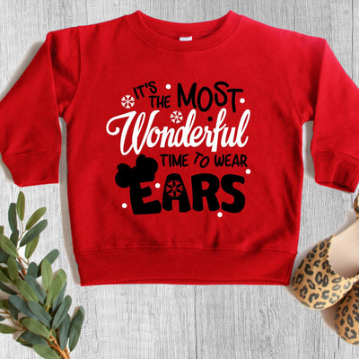 Children's "Most Wonderful Time To Wear Ears" Christmas Sweatshirt - We're All Ears Boutique