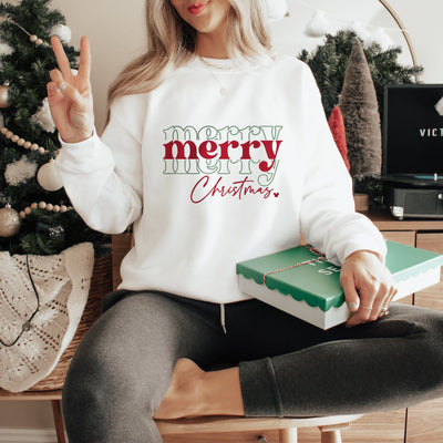 "Merry Merry Merry Christmas" Christmas Sweatshirt - We're All Ears Boutique